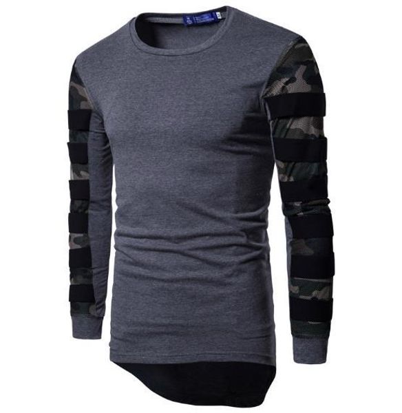 

mens designer camouflage tees casual long sleeved o-neck t shirts fashion spring tees men, White;black