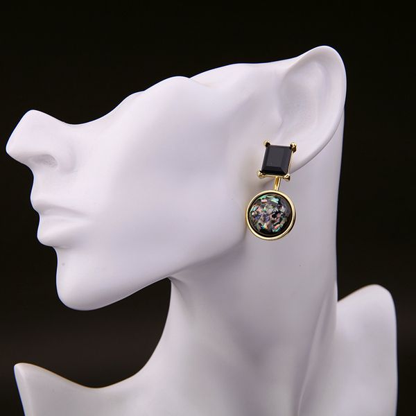 

2020 new fashion designer jewelry women earrings simple geometric dangle wild colorful gem earrings sale, Golden