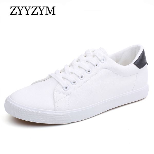 

zyyzym men shoes spring summer pu leather shoes men lace-up wihte style light breathable fashion sneakers men vulcanized shoes t200413, Black