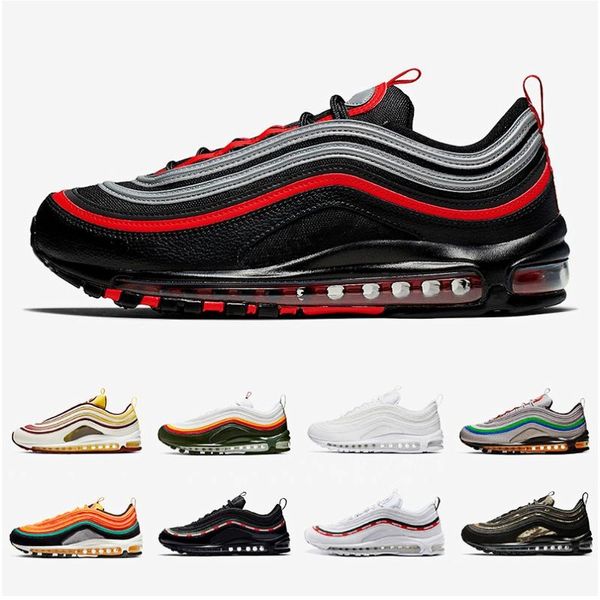 

bred 97 mens running shoes realtree white evergreen sunburst undefeated undftd olive triple black team red men women sports sneakers 36-45