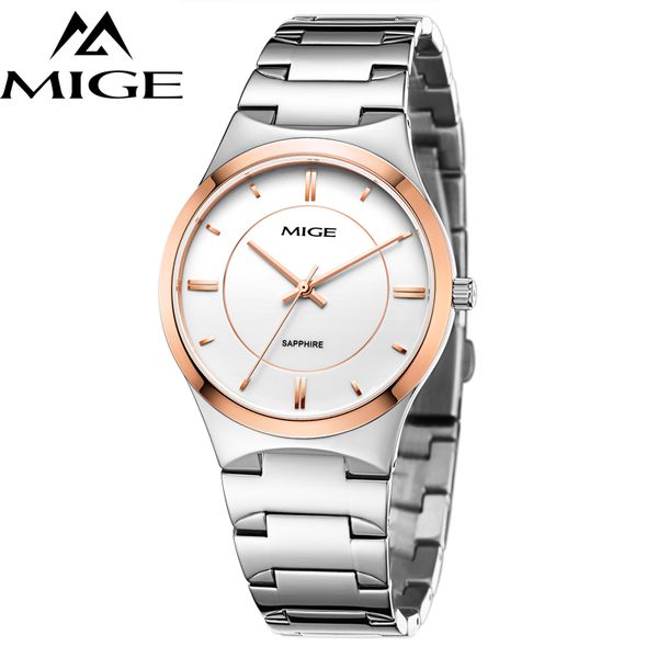 

mige 2017 new lover man watch rose gold case white casual ultrathin waterproof relogio masculino quartz mans watches, Slivery;brown