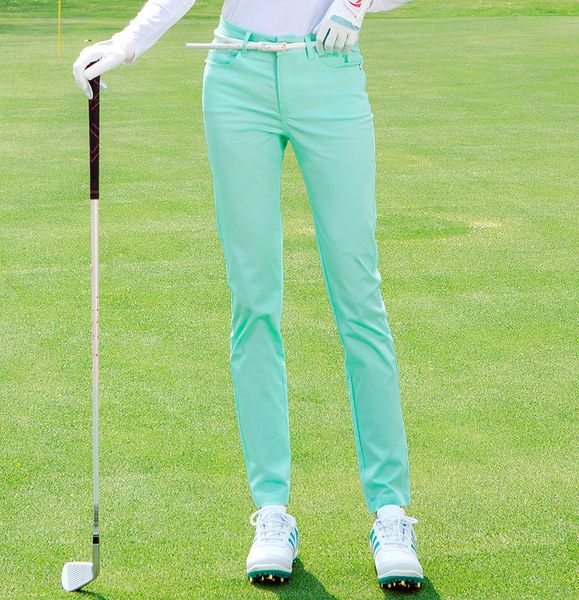 

women fitness golf pants golf trousers summer ladies high waist slim sportwear full length pant sport golfs clothing golfhousut, Gary;green