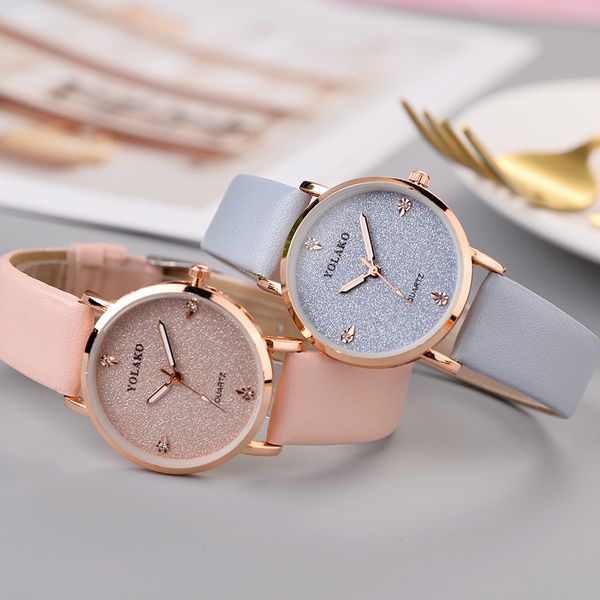 

yolako fashion brand women watch quartz leather band stainless steel case analog wristwatch waterproof women watches reloj mujer, Slivery;brown