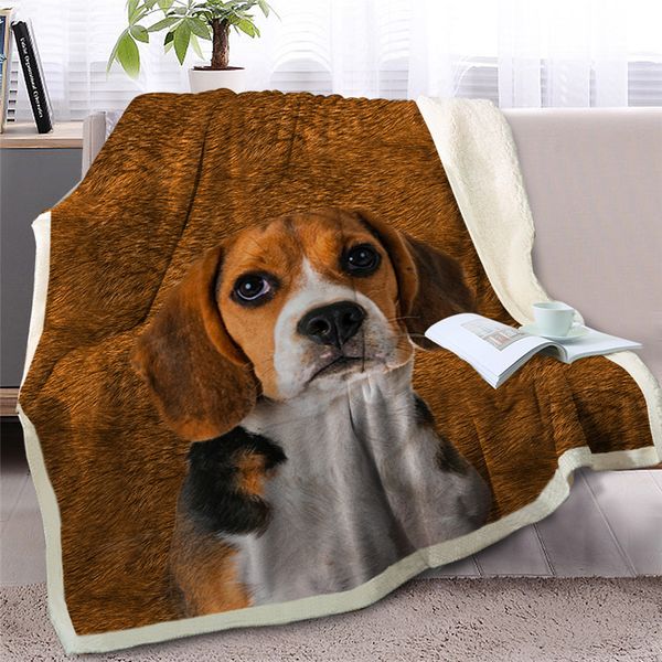 

hm life sherpa blanket for bed sofe beagle brown dog printing throw blanket for 3d animal soft plush soft thin quilt