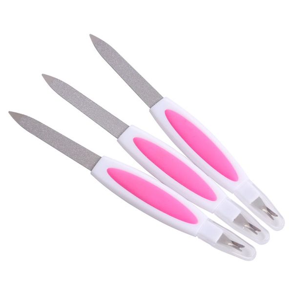 

1pc 2 in 1 nail file dead skin fork manicure tool stainless steel multi-function double-headed nail file