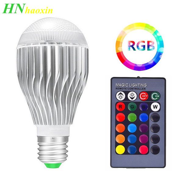 

haoxin led rgb лампа лампа e27 85-265 3/5/7/10 / 15w led rgb прожектор вздутие свет rgb освещение + ик-пульт дистанционного управления 16 цв