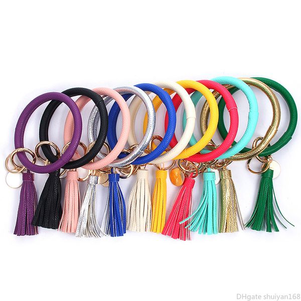

pu leather bracelet keychain wrist key ring tassel pendant wristbands sports key chain bracelets bangle party favor jewelry accessories, Slivery;golden