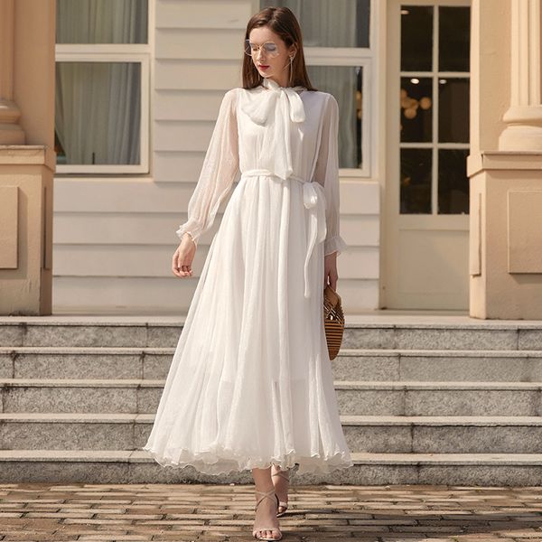 

summer autumn vintage maxi dress women's bow tie long sleeve holiday boho long dress plus size elegant holiday dresses, Black;gray