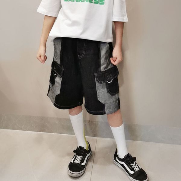 

dk children's wear overalls casual overalls denim shorts children's casual pants big boy loose tooling pants fashion, Blue
