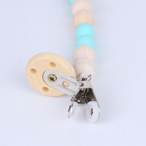 

pacifier clips chain dummy clip baby pacifier soother holder personalised wooden nipples holder for baby feeding anti-drop rope
