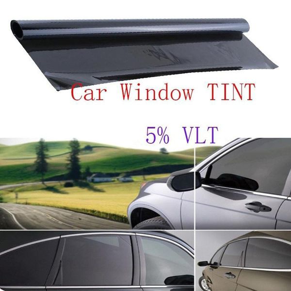 

50 x 300cm automotive vlt glass film window foils solar protection dark black vlt 5% auto exterior accessories