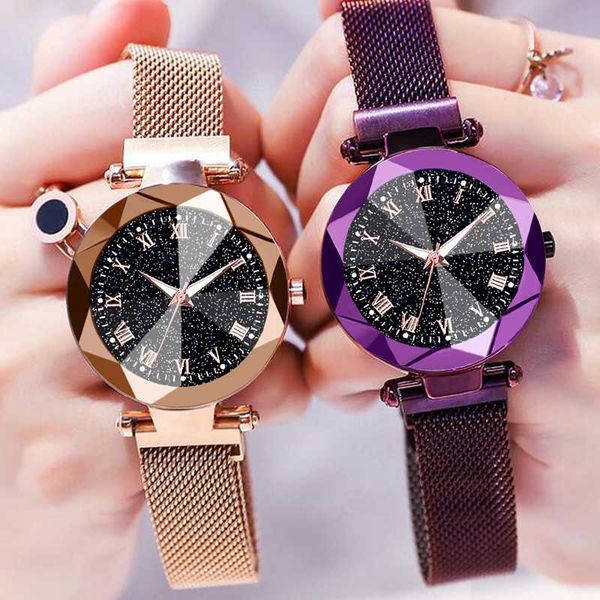 

luxury women luminous magnet watches fashionable ladies quartz wristwatches elegant women watch relogios femininos clock, Slivery;brown
