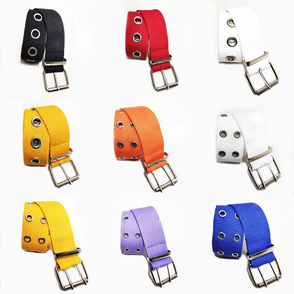 

punk ladies belt canvas fashion new single-hole double-hole alloy buckle female belts casual men's personality women belt, Black;brown