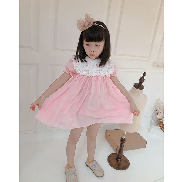 

2020summer new cute baby girls classical lace exquisite embroidery bow dress shirt baby girl hoodie dress kids for girls, Red;yellow
