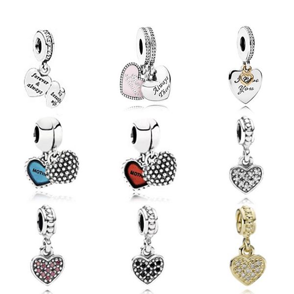 

new 925 sterling silver pandora charm pendant heart shaped pearls fit original bracelet diy bracelet jewelry gift factory wholesale, Black