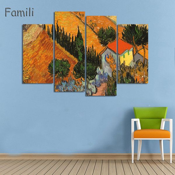 

4Pcs Large Decorative Wall Pictures Painting Art Van Gogh abstract Oil Painting On Canvas Home Wall Decoration Abstract Posters