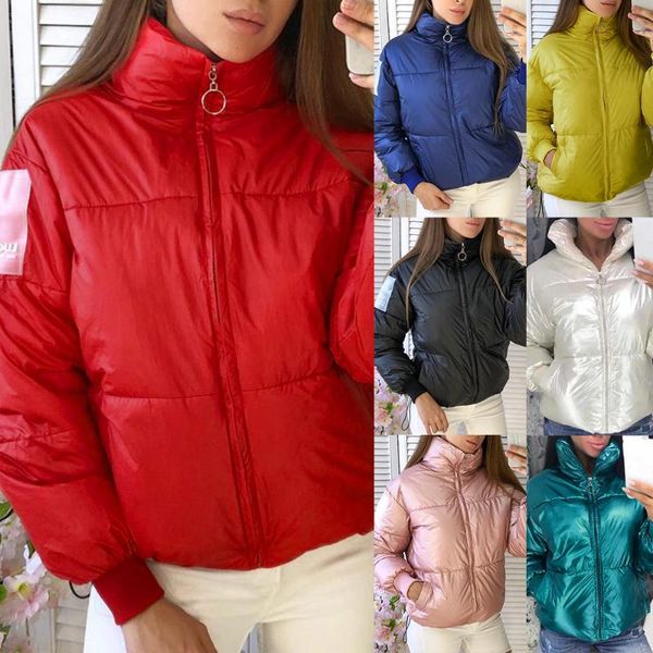 

warm winter jacket women coat casual loose zipper solid lady parka fashion thick stand collar jacket female overcoat new, Black