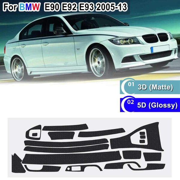 

glossy/ matte carbon fiber color sticker vinyl interior decal trim for 3-series e90 e92 e93 2005-2013 lhd left hand drive