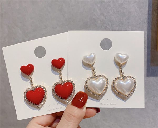 

s925 silver needle love ear studs exaggerated europe and the united states full diamond eardrop superior sense super fairy ear ornaments who