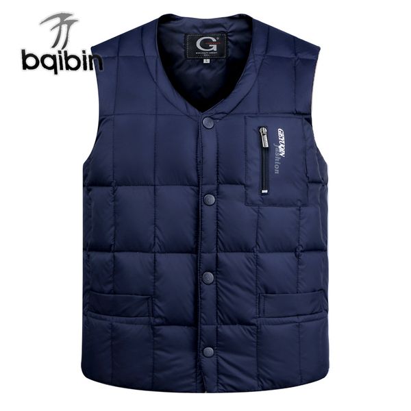 

2019 new mens white duck down vest casual male autumn winter sleeveless jacket thick warm men quality ultralight tank, Black
