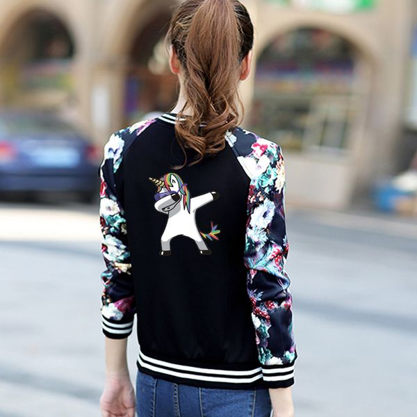 

2019 women's coat new style unicorn baseball uniform jacket campus, Black;brown