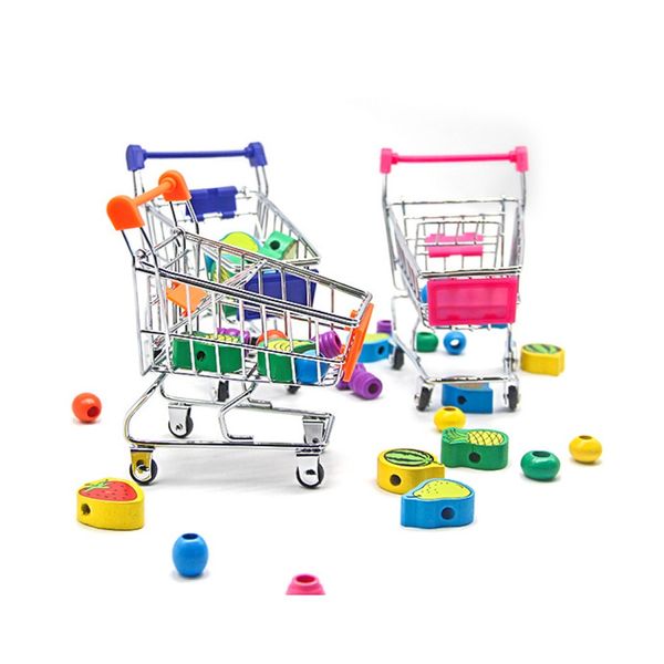

stainless steel mini handcart supermarket shopping cart food holder kids educational toys for children gift