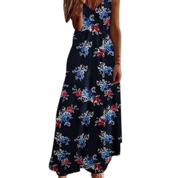 

summer dress women v neck sleeveless hem maxi dress beach holiday long, Black;gray