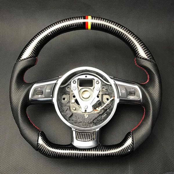 

real glossy black carbon fiber car styling customized steering wheel trims replacement handmade auto steering wheel for