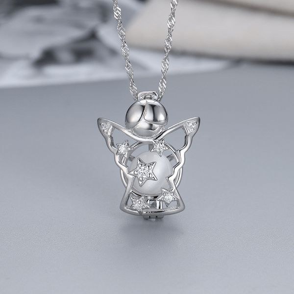 

factory outlet s925 sterling silver star pendant fashion creative pentagram star pearl cage necklace diy jewelry manufacturer wmpd002