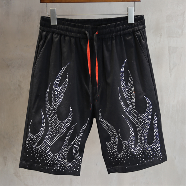 

men's shorts drilling beach 100% cotton fitness casual pants, White;black