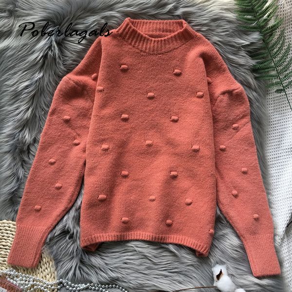 

autumn sweater women winter pullovers 2019 korean o neck knitted ball sweaters female pullovers womens clothing pull sweaters, White;black