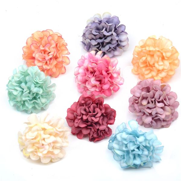 

10pcs / серия искусственный цветок silk hydrangea хед для украшения венчания diy венок скрапбукинг ремесла дешевые поддельные цветы