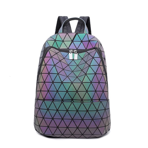 

women laser luminous backpack mini geometric shoulder bag folding student school bags for teenage girl hologram bao backpack