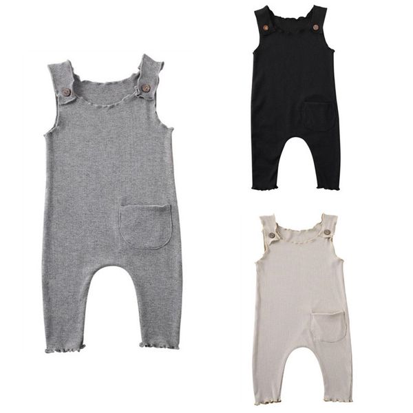 

jumpsuits citgeesummer born baby boy girl solid romper sleeveless bodysuit jumpsuit outfit clothes 0-18m, Blue