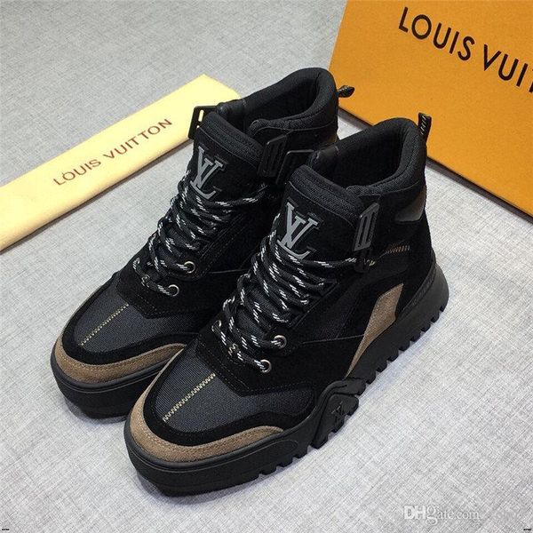 

19mm men fashion sneakers luxury trend men casual shoes light breathable non-slip high men shoes flats shoes yyyy8, Black