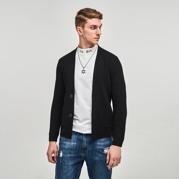 

cardigan sweater male korean version of the autumn new trend handsome bottoming shirt jacket men's casual wear sweater men, White;black