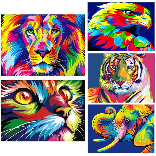 

40x50cm abstract oil paint diy painting by numbers coloring by numbers colorful animals home decoration linen
