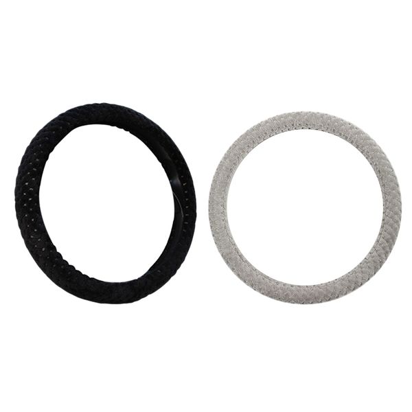 

2pcs winter car steering wheel cover/universal soft warm plush covers for steering women men girl car interior gray & black