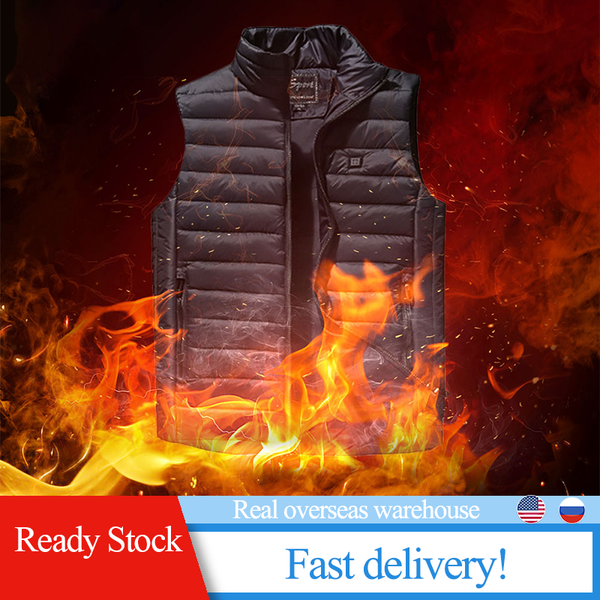 

intelligent thermostatic heated vest usb charging heating warm autumn winter down cotton vest, Gray;blue