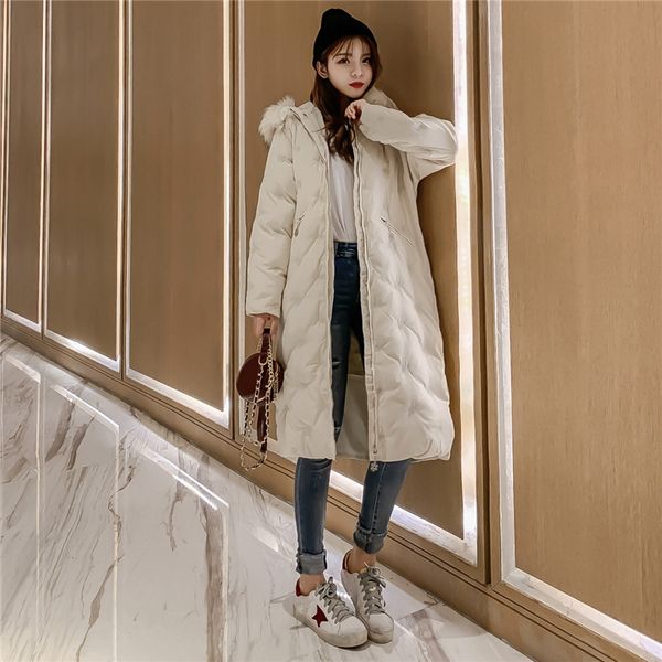 

p shoot winter new style dongdaemun down jacket cotton-padded clothes women's dress mid-length over-the-knee cotton-padded c, Blue;black