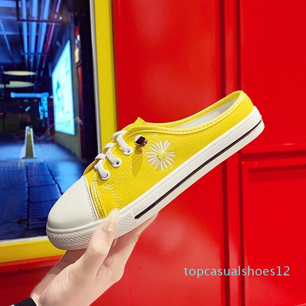 

women mules flat slippers yellow outside sport casual shoes woman beach sandals flower designers cute female slides summer new t12, Black