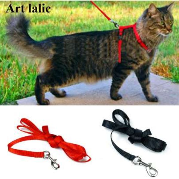 Cat Harness e Coleira Venda Quente 3 Cores Produtos de Nylon para Animais Ajustável Pet Traction Harness Cinto Gato Gatinho Halter Collar