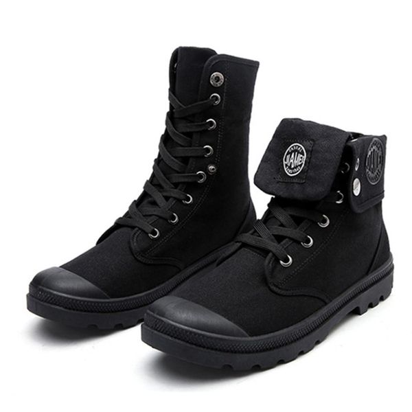 

2018 new men shoes male desert work ankle boots men's working combat stitching botas comfortable canvas shoes men, Black