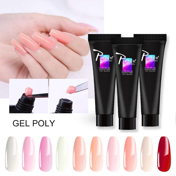 

ruhoya quick acrylic building pink white clear uv led nail gel builder gel tips crystal poly enhancement slip solut, Red;pink