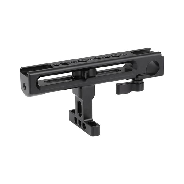 

camvate aluminum handgrip with detachable handle seat 1/4" mounting points & built-in 15mm rod clamp & shoe mount adapters c2487