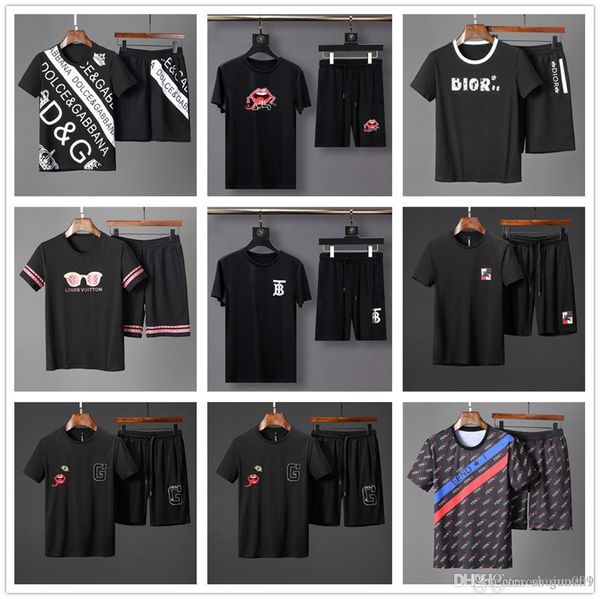 

models summer plus size 3xl men's sets t-shirt breathable letter design short sleeve o-neck cotton t-shirts+shorts, Gray