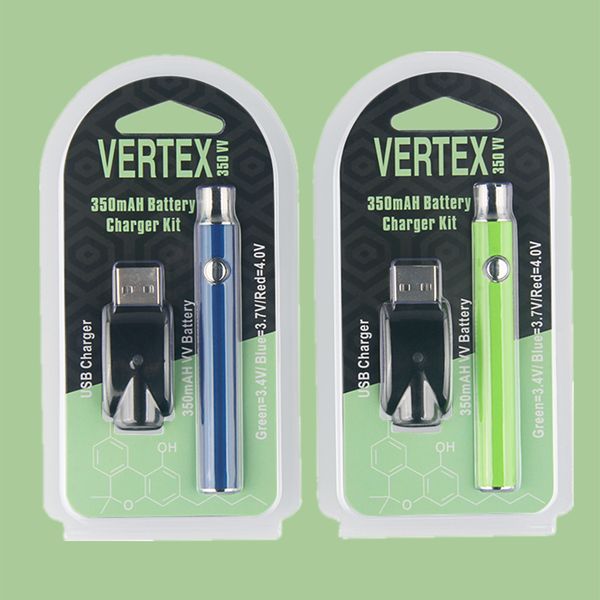 MOQ 2 PZ Vertex LO VV Kit caricabatterie 350 mAh CO2 Preriscaldamento olio Batteria Sigarette elettroniche Vape Pen Fit 510 atomizzatori thread Serbatoio CE3 G2 Nave libera