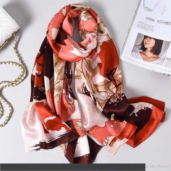 

2019 autumn and winter new ladies premium silk scarves printed mulberry silk sunscreen scarf fashion shawl, Blue;gray