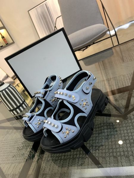 

Hot Sale New Men and Women Leather and Mesh Sandal Diamond Designer Sandal Fashion Flat Casual Sandal Size 35-45