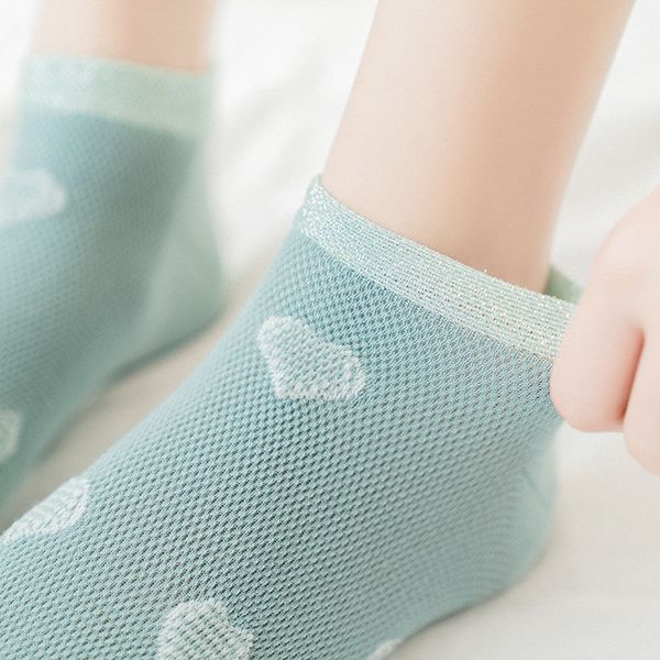 

boat socks female thin mesh love jacquard ladies socks low korean cute student sock, Black;white
